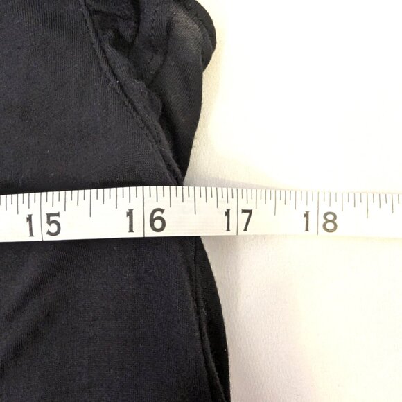 BCBGMAXAZRIA | Black V-Neck Ruffle Short Cap Sleeve Tee | Size Small - Picture 10 of 11